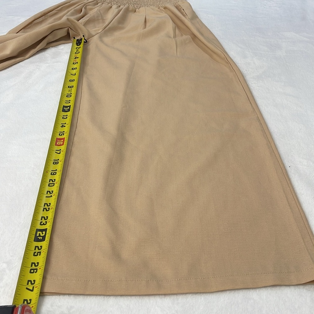 UNBRANDED WOMENS SIZE XL Beige Wide-Leg PALAZZO Pants with Elastic Waist - Picture 3 of 6